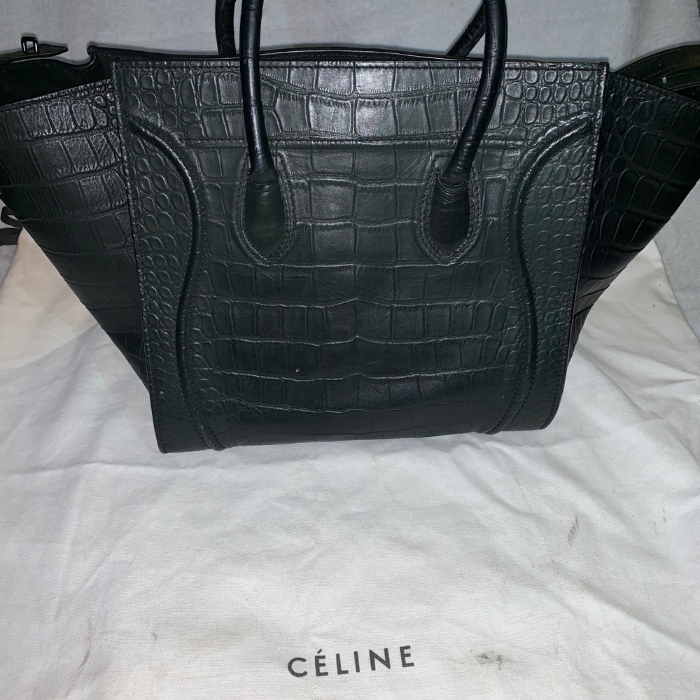 Authentic Celine Croc Embossed Luggage Bag